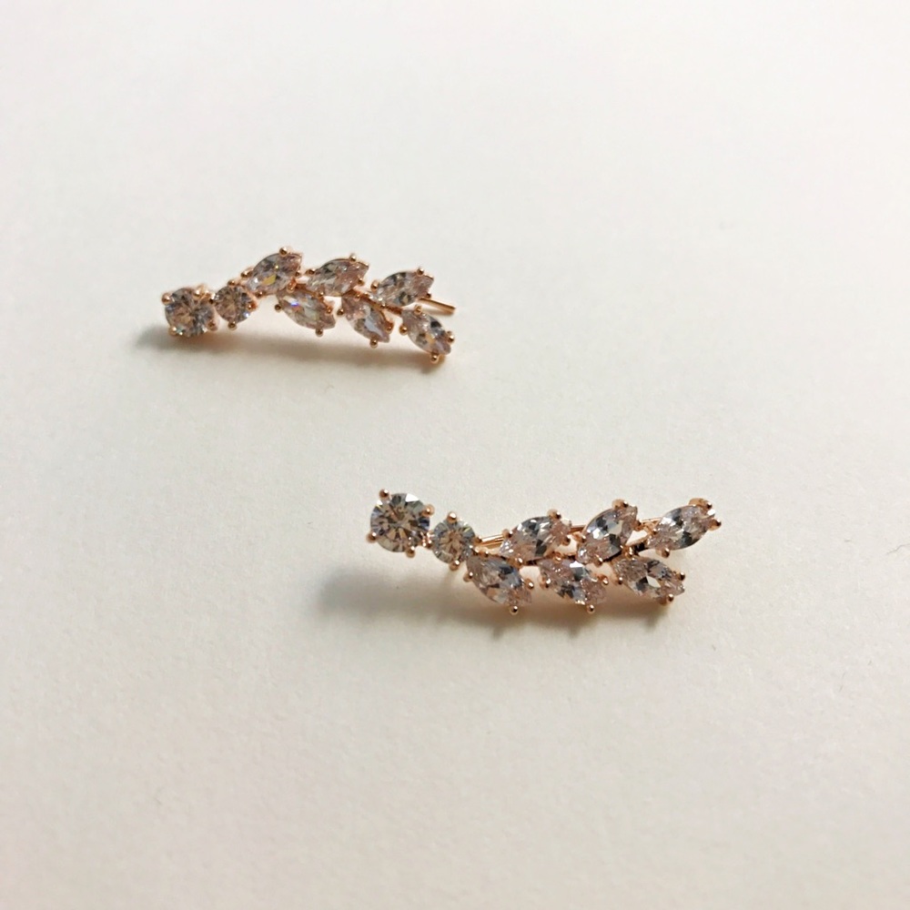 18k Rose Gold Climbing Leaf Ear Climbers